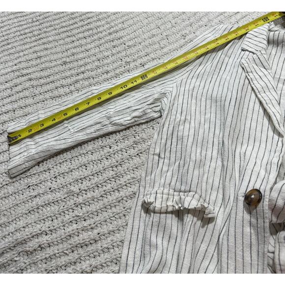 ASOS Blazer Jacket Linen Viscose Womens 6 White Black Striped 09118792 F102103 - Picture 5 of 8